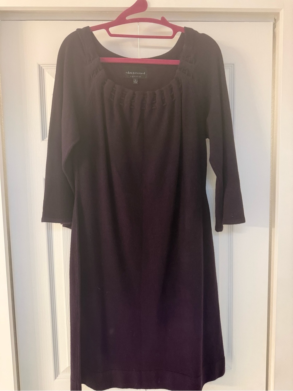 connected apparel Purple Scoop-Neck Midi Dress